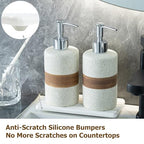 2-Pack Ceramic Soap Dispensers Set, Includes Stainless Steel Pump, Silicone Funnel and Diatomaceous Tray, Hand Soap, Dish Soap, Shampoo and Conditioner Dispenser for Bathroom & Washroom, White - color: White and White, size: 2xSoap Dispenser Set with Tray