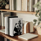 Peacoblue Metal Bookends for Shelves, Modern Decorative Heavy Duty Study Book Support Stoppers for Office, Desk, Shelf, Room 5.3"x4.3"x7.5" Cast Iron Simple Tall Bookends, 1 Pair (Panda and Bamboo) - style: Panda and Bamboo