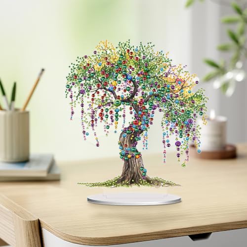 5D Tabletop Diamond Art Kit for Adults, DIY Diamond Painting Kit Stand Up Special Shaped Crystal Desktop Ornament, Box Package - Tree of Life - color: Tree of Life