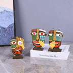 XINGYAN Abstract Resin Face Statues Set of 3–Handmade Modern African Art Sculpture Decor, Creative Weird Art Room Decor for Contemporary Shelf & TV Stand–Small Modern Decorative Items (Set A)