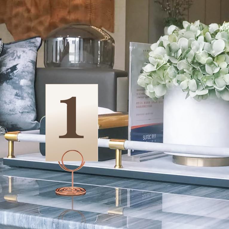 Jofefe 20Pcs Table Number Holders, Place Card Holder, Mini Table Card Holders, Cute Picture Holder Photo Holders for Wedding Reception Party, Table Centerpieces (Rose Gold) - color: Rose Gold