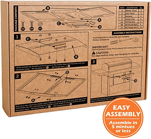 CaptainGrill Grease Tray with Catch Pan - Dyna Glo Grill Replacement Parts, Universal Drip Pan for 4/5 Burner Gas Grill Models from Dyna Glo, Nexgrill, Expert Grill, Kenmore, BHG and More (24"-30")