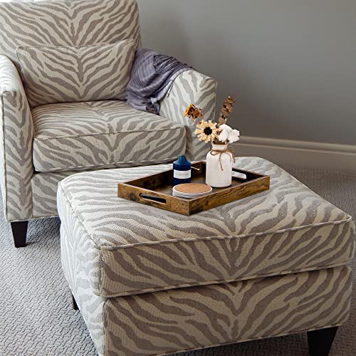 Hanobe Brown Decorative Serving Trays: Rustic Brown Rectangle Tray Decor with Cutout Handles for Coffee Table Ottoman Living Room Kitchen Home Decor - size: 13.4" x 9.5" x 1.8"