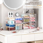 caktraie Makeup Organizer Storage With 16 Drawers, 4 Pcs Desktop Office Supplies, Desk Organizers, Clear Accessories, Dustproof Storage Drawer and for Make Up, Jewelry, Pen, Stationary - size: 16 Drawers