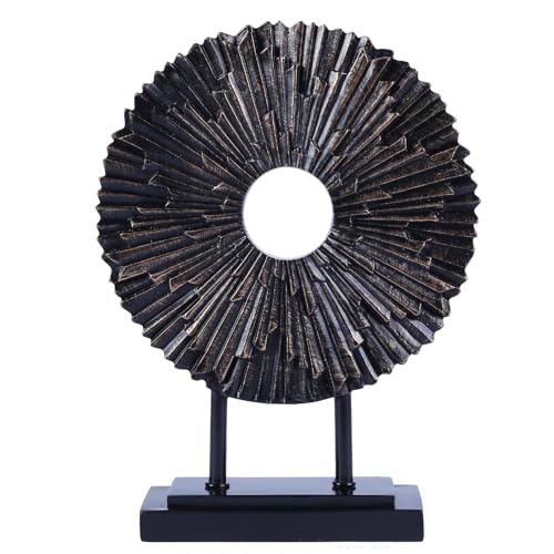 Minimalist Round Statue Above Cabinet Decor Kitchen, Modern Decorative Sculpture Home Decorations for Living Room Coffee Table, Office Decor Items, Center Pieces Decoration (Black) - color: Black