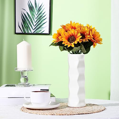 Didaey 10 Pack Composite Plastic Flower Vases Bulk White Small Boho Floral Vases for Dried Flower Bouquet Pampas Grass Centerpieces Fall Wedding Party Living Room Decor(Stylish) - style: Stylish