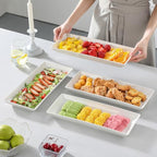 MALACASA Serving Platters Set of 4, Ceramic Serving Platters and Trays for Serving Food, Rectangular Serving Trays for Party, Large Serving Plates, Party Serving Trays and Platters - 14 Inch, White - size: 14 Inch