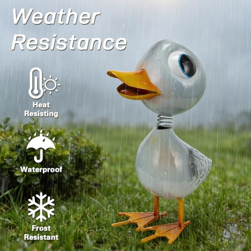 Metal Garden Statue Decor,White Duck Garden Sculptures for Outdoor,Garden Yard Art Lawn Ornaments for Backyard Patio Decoration - color: White Duck