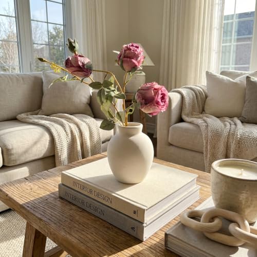 Ceramic Vase | 6 Inch White Vase Pottery Rustic Farmhouse Boho Vase for Home Decor, Table, Living Room, Bathroom, Shelf, Mantel Decoration, Wedding (6'' Retro) - color: 6'' Retro