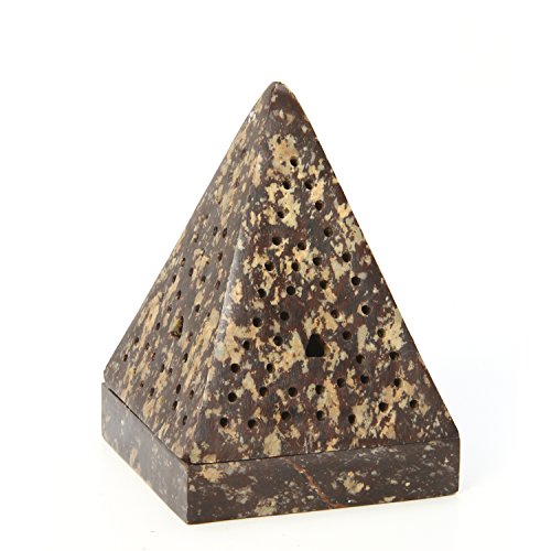 Hosley 5" Soapstone Triangle Pyramid Incense Cone Holder – Large Aromatherapy Burner & Ash Catcher for Incense Cones, Zen, Vastu, Reiki, Chakra Meditation, Spa Gift - color: Brown1