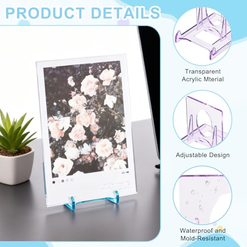 uxcell 20 Pack Book Display Stands, 2" Adjustable Display Holder Mini Clear Easel Collector Stand for Displaying Comics, Magazines, Postcards, Art works, DVDs, Medals, Purple - color: Purple