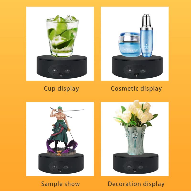 Rotating Display Stand, 5.2" 4.4lb Load Cup Display Turner For Tumblers, Spinning Display Stand, Motorized Tumbler Display Turner For Glitter Cups, Small Arts Products (Black) - color: Black