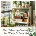 4 Pcs Farmhouse Tiered Tray Decor Home Sweet Home Rustic Wooden Tabletop Sign Neutral Heart House Shaped Shelf Mantle Kitchen Decoration Housewarming Gifts - style: Home