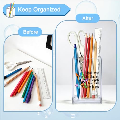 I Don't Have The Time Or Crayons To Explain This To You Acrylic Organizer Pencil Pen Holder, Teacher Desk Accessories Holder, Office Humor Gifts for Women Teacher School Counselor Coworker - style: Crayons