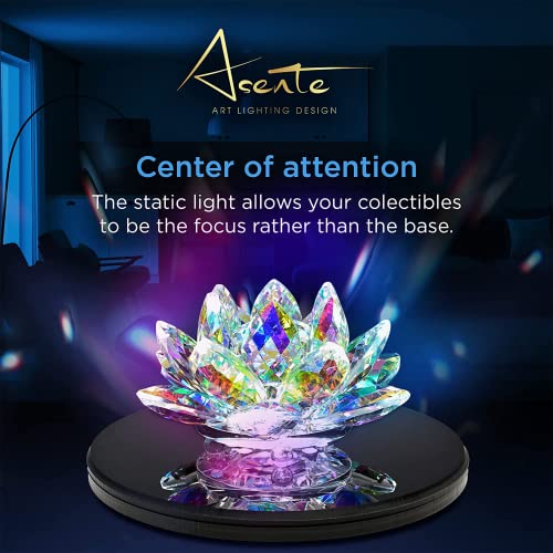 19 LED Color Changing Stand, Circular Illuminated Display Pedestal for 3D Crystal Glass Art, Light Base With AC/USB Plug, Lighted Acrylic Crystal Display Stand, Black - style: Color Changing Lights