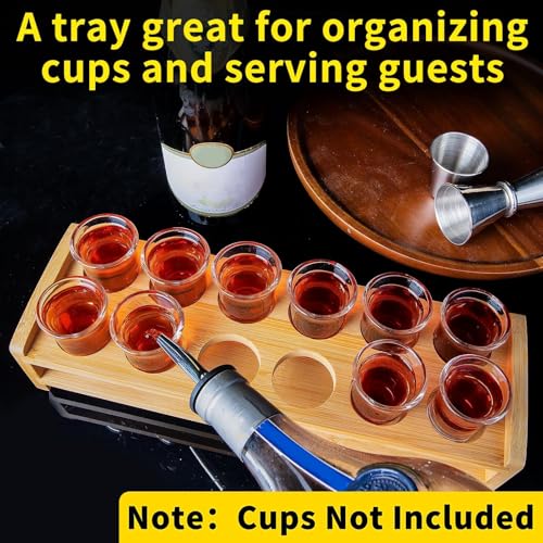 INFTYLE Shot Glass Tray Holder with 12 Holes Large Shot Glasses Set Serving Stand Organizer for Tequila Whiskey Brandy Vodka Rum Party Club Bar Home Spirit Tasting (Only Tray, Cups Not Included) - style: 2x6 long