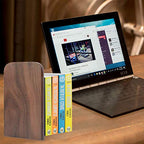 2 Pieces Walnut Wood Bookends，Walnut Wood Art Bookends Office Hand Crafted Walnut Wood Bookends for Home Office School Book Organizers (Walnut Square)