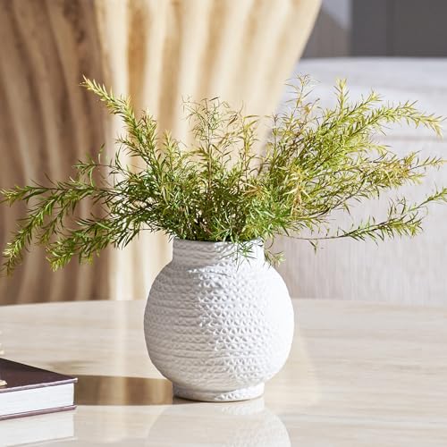 DN DECONATION White Vase for Flowers, Ceramic Vase for Home Decor, Modern Decorative Vase, Small Cute Flower Vases for Kitchen/Office/Living Room/Bookshelf/Farmhouse/Mantel - White Texture(Small) - color: White, size: 3.9"