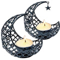 Moon Tea Light Candle Holder, Black Metal Decorative Candle Stand for Home Decor, Gift (2Pcs) - size: 2Pcs Black