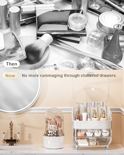 Makeup Organizer, Skincare Holder Bathroom Counter Organizer, Storage Box Cosmetic Display Cases, Teen Girl Gifts Trendy Stuff Make up Organizers for Vanity, Dresser, Countertop (Silver) - color: Silver