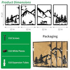 LONGKING 4 Pack Metal Wall Art, Mountain Iron Wall Sculpture, Art Wall Décor for Office, Dining Room, Living Room, Bedroom (Black, 17 x 12 in)