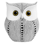 APPS2Car Owl Statue for Home Decor Accents Office Decoration, Handmade Polka Dots Buhos Modern Bird Figurine for Indoor Book Shelf Desktop Cabinet Fireplace Mantel Living Room Bedroom Ornament (White)
