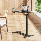 SANODESK Medical Adjustable Overbed Bedside Table with Hidden Casters, Pneumatic Mobile Laptop Computer Standing Desk Cart with Tray, Hospital and Home Use(27.6" W x 15.7" D, Black) - color: Black, size: Small