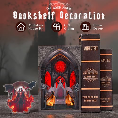CCCDF Book Nook Kit - DIY Miniature House Dollhouse Kit for Adults and Teens, Booknook Tiny House Bookshelf Decor Book Nook, Gifts for Family, Friends (Throne of Blood) - style: Throne of Blood
