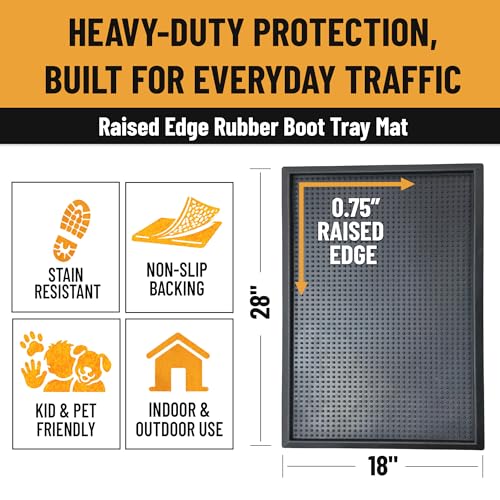 Ottomanson Indoor/Outdoor Boot Tray Non-Slip Doormat Modern Entryway Mat for Entryway Patio Backyard Garage, 18" x 28", Black - color: Black, size: 1'6" x 2'4" (Tray)