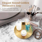 6 PCS Gold Tray Serving Platter, 9.8 Inches Round Gold Decorative Trays, Stainless Steel Coffee Table Tray, Vanity Jewelry Makeup Organizer, Countertop Tray for Bathrooms, Cafes, Restaurants