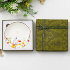 Crisky Flower Jewelry Tray Ring Dish & Gift Box, Ceramic Trinket Dish for Rings Earrings Necklaces Keys, Bridal Shower Engagement Birthday Gift for Women, Friends 4.57" (Gold Foil C - style: Initial C