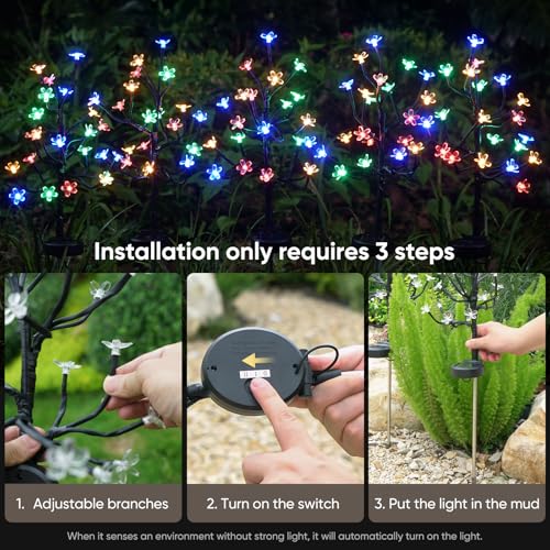 Solar Garden Lights Outdoor Waterproof,Garden Decor Solar Flowers For Outside Decorative,6Pack 2Modes Solar Powered Fairy Outdoor Decorations for Yard Patio Pathway, Gardening Gifts Mothers Day - color: Multicolor, size: 6 Pack