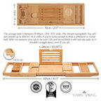 Temple Spring Bamboo Bathtub Tray Caddy for Tub — Expandable Wood Bath Tray with Solid Book Stand Wine Holder and Non-Slip Pads — Includes Bamboo Soap Dish and Spa Accessories — Luxury Bath Gift Set - color: Natural