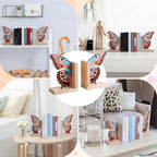 Decorative Butterfly Bookends Wooden Acrylic Butterflys Bookend Modern Bookshelf Decor Accent Book Stopper Decor for Home Farmhouse Shelves Office Lover Gift(Junonia Almana Butterfly) - style: Junonia Almana Butterfly