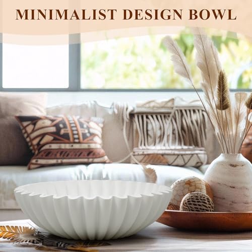 YMXYJM Large Decorative Bowl, Modern Handicraft Bowls for Home Decor, Decorative Fruit Bowl for Kitchen Counter, Ruffle Bowl Decor, Stylish Key Bowl for Entry Table, White - color: White