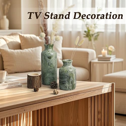 YMXYJM Resin 3 Piece Vase Set, Farmhouse Decor, Home Decorative Vase, Vases for Your Kitchen, Bedroom, Office, Living Room, Bathroom, & Shelf Centerpiece Table Decorations, Green - color: Green
