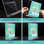 Acrylic Sign Holder, 5x7, 15 Pack Vertical Clear Table Menu Display, Double Sided, Plastic Stand, Suitable for Restaurants, Office, Store, Fair - color: Vertical 15 Pack 5x7