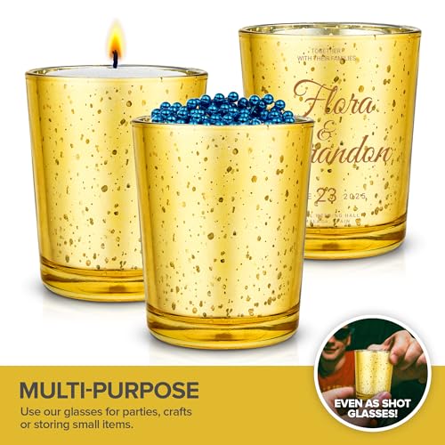 Stock Your Home Gold Votive Candle Holders Bulk Pack (36 Count), Tea Lights Candle Holder for Table Centerpiece, Christmas, Valentine, and Wedding Votive Candle Holders, Glass Votives Set