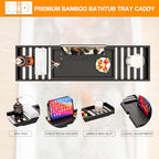 Bathtub Tray Black - Bath Tray Expandable - Bath Table Trays for Bathtub/Tub,Premium Bamboo Wooden, Fits Most Bath Tubs - color: Dark Black