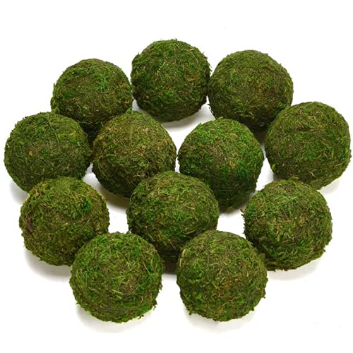 BYHER Natural Green Moss Decorative Ball,Handmade (3.5"-Set of 6) - size: 3.5"-set of 6