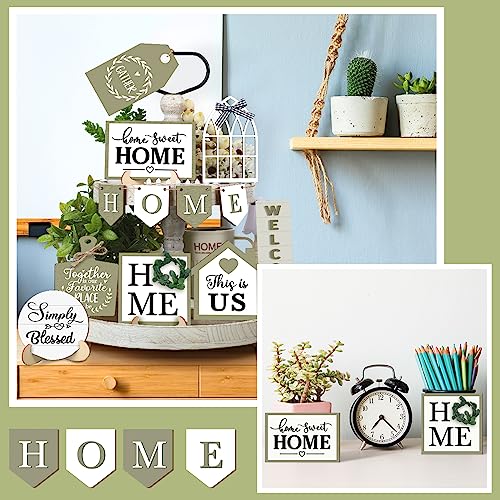 13 Home Tiered Tray Decor This is us Rustic Farmhouse Tiered Tray Decorations Set Home Wooden Signs Vintage Farm Animal Farmhouse Tabletop Wood Signs for Kitchen Table Shelf Decor - style: Summer