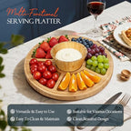 Masthome Bamboo Christmas Cake Stand with Lid, 6 in 1 Cake Holder with Lid,Multi-Functional Serving Platte, Dessert Display Stand and Charcuterie Board for Nutst, Chips & Dips,Fruit Platter - color: Bamboo Cake Stand With Lid