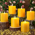 Hand-Rolled Beeswax Candles,2.8x3in-6PCS,All Natural Honeycomb Beeswax Pillar Candles,144 Hours Long Burning Bees Wax Candles for Home,Dripless Smokeless Unscented Honeycomb Pillar Candle - color: 2.8x3in, size: 6pcs