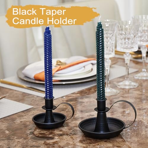 Black Iron Pillar Candlestick Holders, with Handle, Taper Candle Holder for Candlesticks, for Fireplace Party, Dining, Home, Wedding Decor,Fits 3/4 inch Thick Candle&Led Candles（Set of 6 Pcs） - color: Black, size: 3 set (6 pcs)