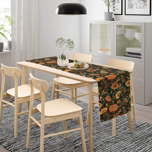 Orange Boho Floral Table Runner, Vintage Bohemian Home Kitchen Table Decoration for Birthday Party Picnic Decoration 13x36 Inch 1PCS - color: Flower-10, size: W13x36L
