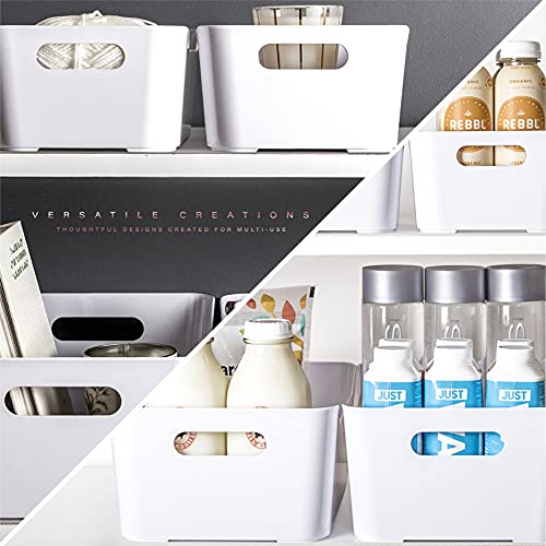 BINO | Plastic Storage Bins, Large - 2 Pack, White | THE SOHO COLLECTION | Pantry Organizers and Storage Containers Fridge Organizer Bins Kitchen Cabinet Organizer Medicine Cabinet Bin - color: White, size: Large