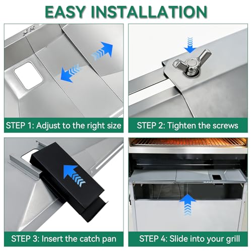 Universal Grease Tray with Catch Pan Replacement for Nexgrill 720-0830H 720-0888S 720-0888N, Adjustable Drip Pan for 3/4/5/6 Burner, BBQ Grill Pan for Charbroil, Dyna Glo, Expert, BHG,Expert Gas Grill - color: Sliver Universal