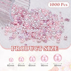 PATIKIL 1000 Pcs No Hole Pearls, 3mm 4mm 5mm 6mm 8mm Mini Round Faux Pearl for Art Crafts Jewelry Making Nail Vase Filler Birthday Wedding Party, Pink/Purple - color: Pink/Purple