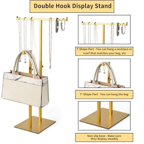 Jewelry Towers Necklaces Organizer Stainless Steels Jewelry Purse Display Stands Adjustable Height Decorations Boutique Purse Holder for Retail Counter Bag Handbag Display Rack