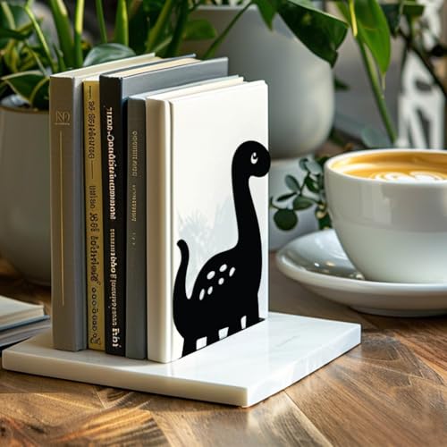Peacoblue Metal Bookends for Shelves, Modern Decorative Heavy Duty Study Book Support Stoppers for Office, Desk, Shelf, Room 4.7"x3.5"x7" Cast Iron Simple Tall Bookends, 1 Pair (Dinosaur) - style: Dinosaurs